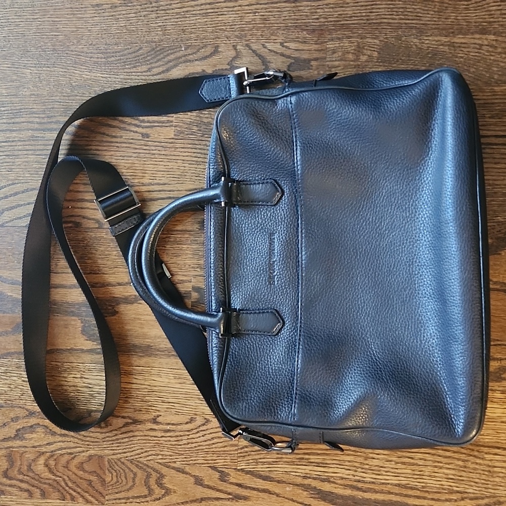 Emporio Armani black leather messenger bag